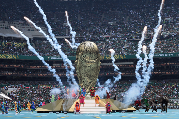 Artist perform during the opening ceremony ahead of the 2026 World Cup Group A football match between Mexico and South Africa at the Mexico City Stadium in Mexico City on June 11, 2026.