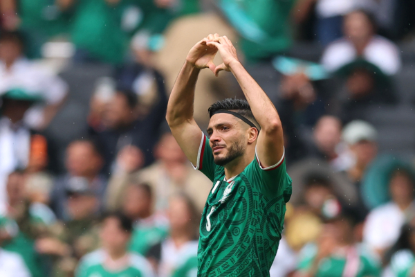 MEXICO CITY, MEXICO - JUNE 11: Raul Jimenez #9 of Mexico celebrates scoring his team's second goal during the FIFA World Cup 2026 Group A match between Mexico and South Africa at Mexico City Stadium on June 11, 2026 in Mexico City, Mexico.