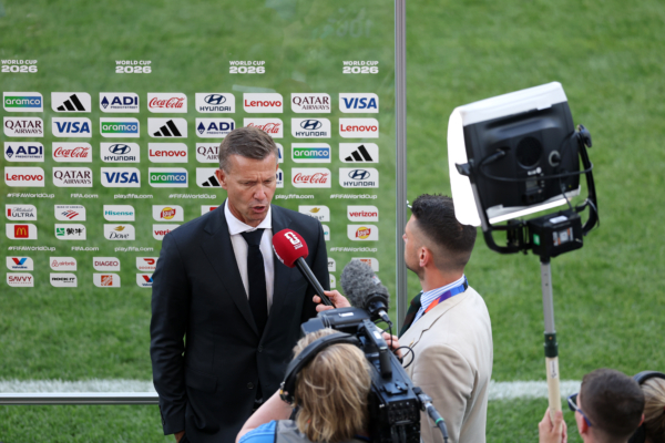 TORONTO, ONTARIO - JUNE 12: Jesse Marsch, Head Coach of Canada, fields questions in a post-match interview following the 1-1 draw during the FIFA World Cup 2026 Group B match between Canada and Bosnia and Herzegovina at Toronto Stadium on June 12, 2026 in Toronto, Ontario.