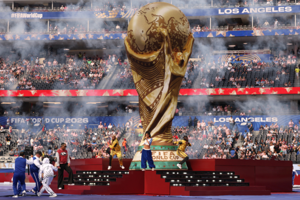 LOS ANGELES, CALIFORNIA - JUNE 12: Tyla performs during the Opening Ceremony before the FIFA World Cup 2026 Group D match between USA and Paraguay at Los Angeles Stadium on June 12, 2026 in Los Angeles, California.