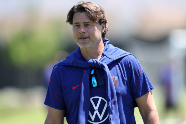 IRVINE, CALIFORNIA - JUNE 10: Head coach Mauricio Pochettino of the United States watches during a training session ahead of the 2026 World Cup at Great Sports Park on June 10, 2026 in Irvine, California.