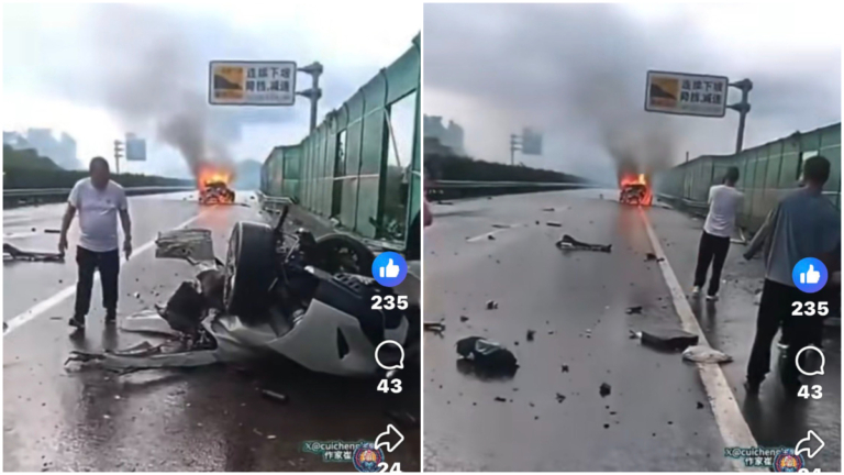 傳小米車高速上斷成兩截 前半截瞬間爆燃(視頻)
