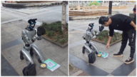 中國機器人街頭跪地乞討 網民:連這行都內卷