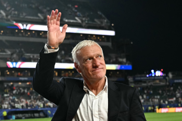 France's head coach Didier Deschamps waves to fans after winning the 2026 World Cup Group I football match between France and Iraq at the Philadelphia Stadium in Philadelphia on June 22, 2026.