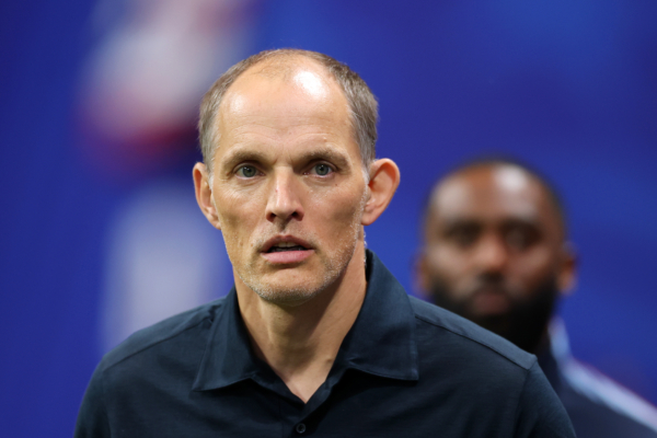 ATLANTA, GEORGIA - JULY 01: Thomas Tuchel, Manager of England, is sen before the FIFA World Cup 2026 Round Of 32 match between England and Congo DR at Atlanta Stadium on July 01, 2026 in Atlanta, Georgia.