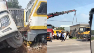 唐山大货车抢路撞上火车 致火车脱轨(视频)