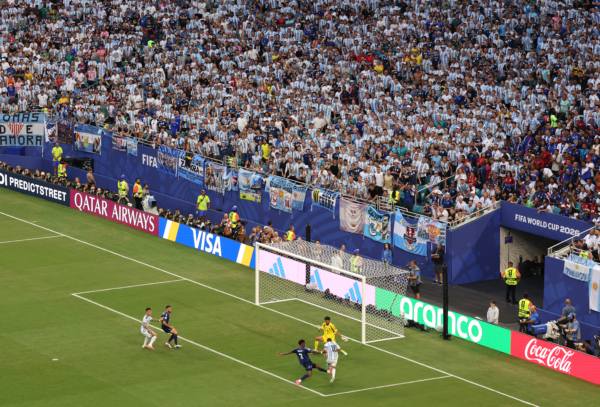 MIAMI GARDENS, FLORIDA - JULY 03: Lionel Messi #10 of Argentina scores his team's first goal during the FIFA World Cup 2026 Round of 32 match between Argentina and Cabo Verde at Miami Stadium on July 03, 2026 in Miami Gardens, Florida.