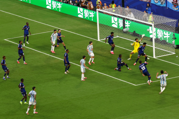 MIAMI GARDENS, FLORIDA - JULY 03: Lisandro Martinez #6 of Argentina scores his team's second goal during the FIFA World Cup 2026 Round of 32 match between Argentina and Cabo Verde at Miami Stadium on July 03, 2026 in Miami Gardens, Florida.