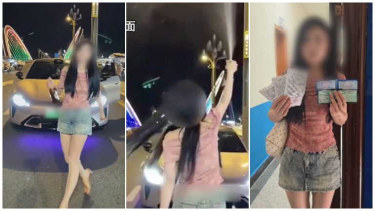 大陸網紅違停逆行「噴啤酒」拍片 遭傳喚