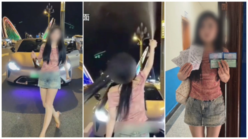 大陸網紅違停逆行「噴啤酒」拍片 遭傳喚