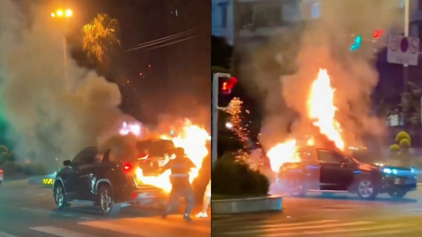 成都車輛起火燒成空架 驚悚畫面曝光(視頻)