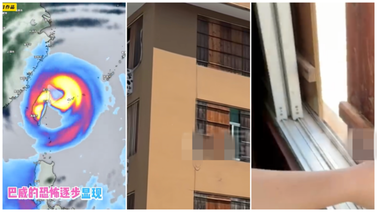 17級颱風來襲 浙江男子為自家窗戶裝擋風板