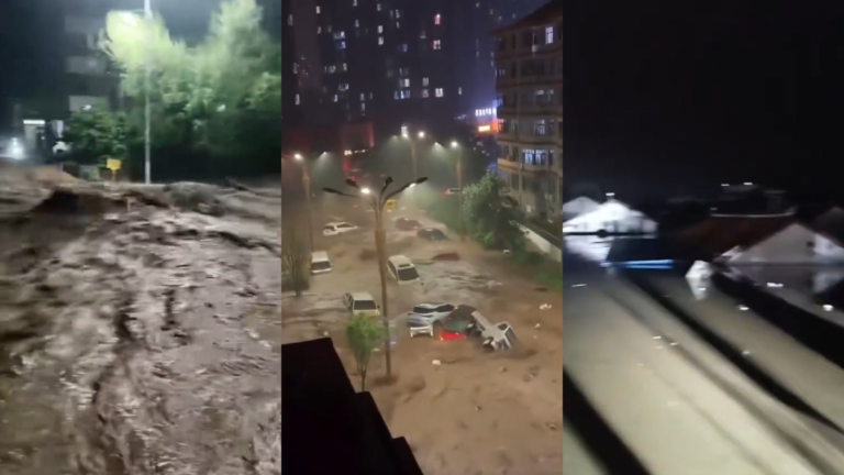 河北寬城遭洪水淹沒 大量汽車被沖走 有人被捲走（多視頻）