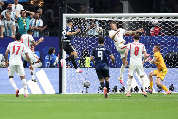 ATLANTA, GEORGIA - JULY 15: Lautaro Martinez #22 of Argentina scores his team's second goal during the FIFA World Cup 2026 Semi Final match between England and Argentina at Atlanta Stadium on July 15, 2026 in Atlanta, Georgia.