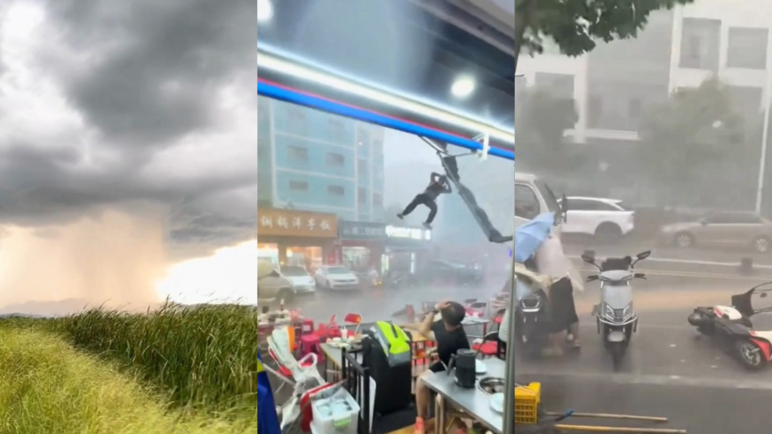 昆明遭遇狂風暴雨 全城電閃雷鳴 民眾震驚(多視頻)