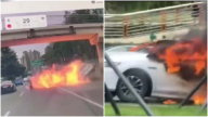 成都3辆新能源车连环撞 1辆瞬间爆燃(视频)