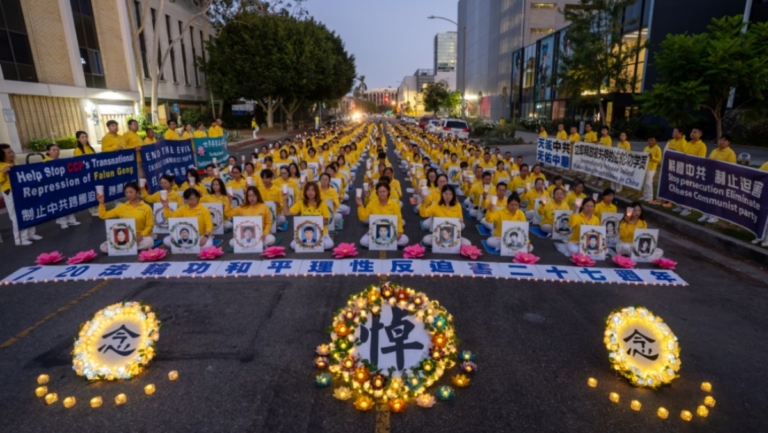 燭光夜悼寄哀思 洛法輪功學員籲中共停止迫害