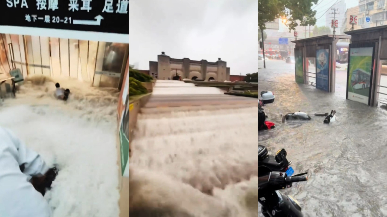 狂風暴雨襲擊 上海市區被淹沒 一片汪洋（多視頻）