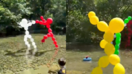 爺爺給4歲孫子做「氣球人」 走紅網絡(視頻)