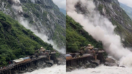 雲南虎跳峽突發山崩 恐怖畫面曝光