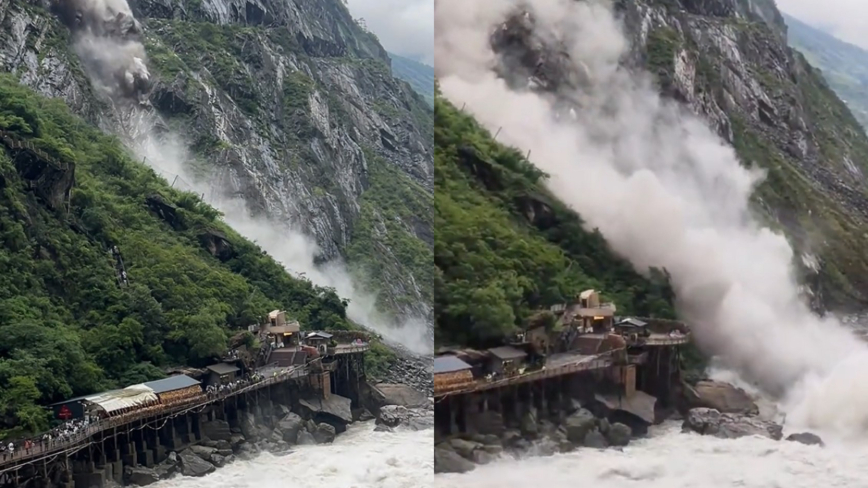 雲南虎跳峽突發山崩 恐怖畫面曝光(視頻)
