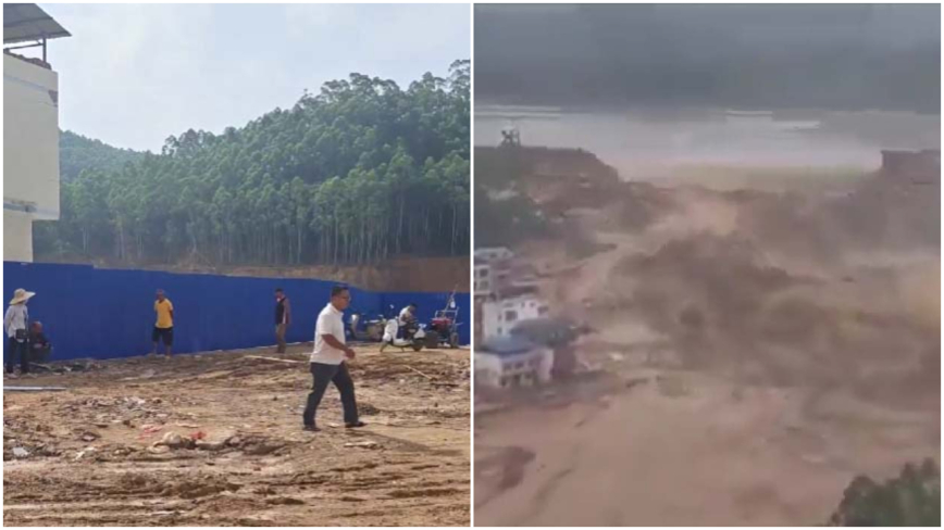 六藍水庫被鐵皮圍擋 雲表水庫潰壩航拍遭刪(視頻)