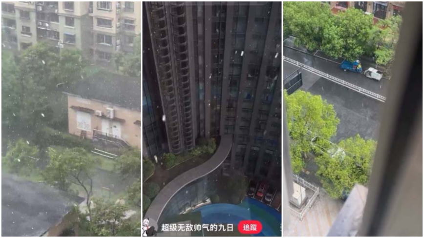 上海杭州接连六月飞雪 网民:有冤情(多视频)