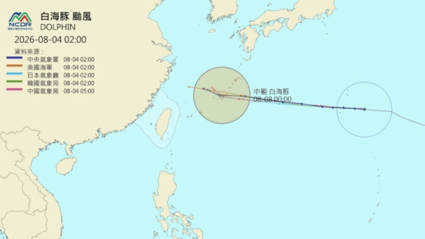 颱風白海豚路徑如「天女散花」7至9日環流掠過北台海面