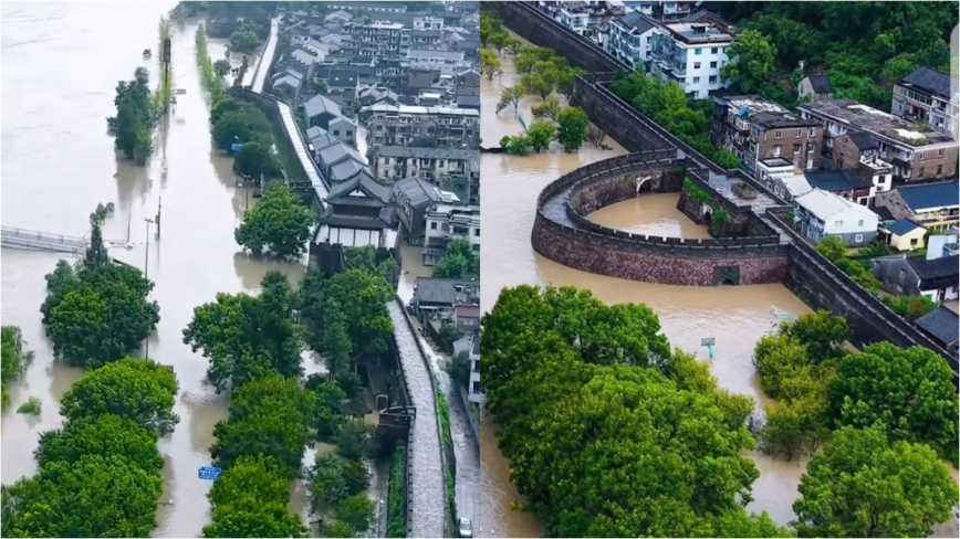 浙江台州千年古城牆成功抵禦洪水 網友讚古人智慧(視頻)