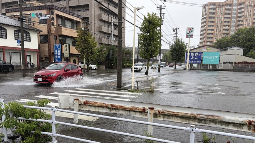 日本福井县发布最高级大雨警报 共34万4225人避难