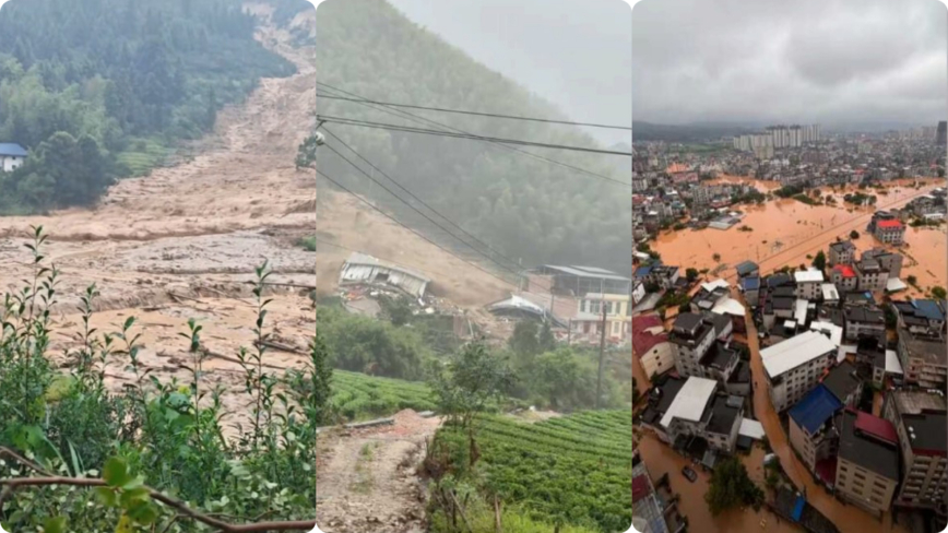 江西遂川洪水围城 多地山体滑坡 山崩屋塌多人被埋（多视频）