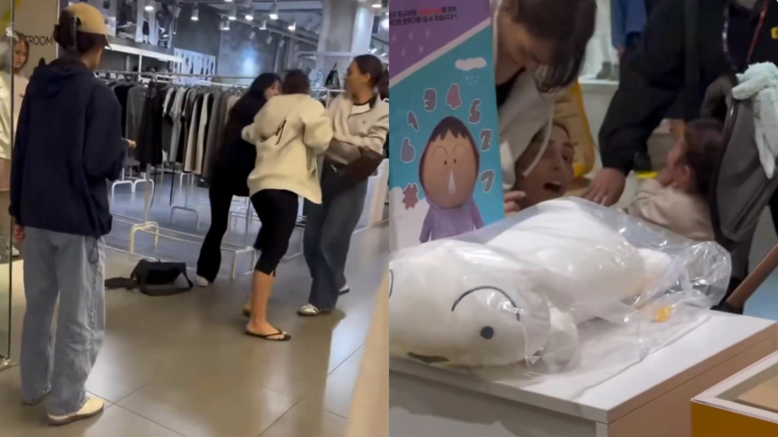 中国女大闹韩国商场 只因为一句话（视频）