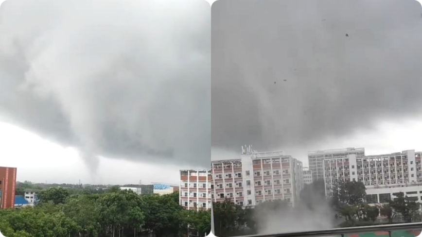 视频集:海南万宁惊现强龙卷风 五指山洪水滚滚