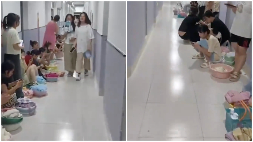 中国大学设施如此差？女生洗澡排队等一小时