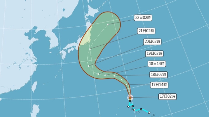 台风杜鹃估20日大回转 对日本威胁减轻