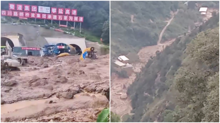 四川盐边突发泥石流 一工地被掩埋至少5人失联(视频)