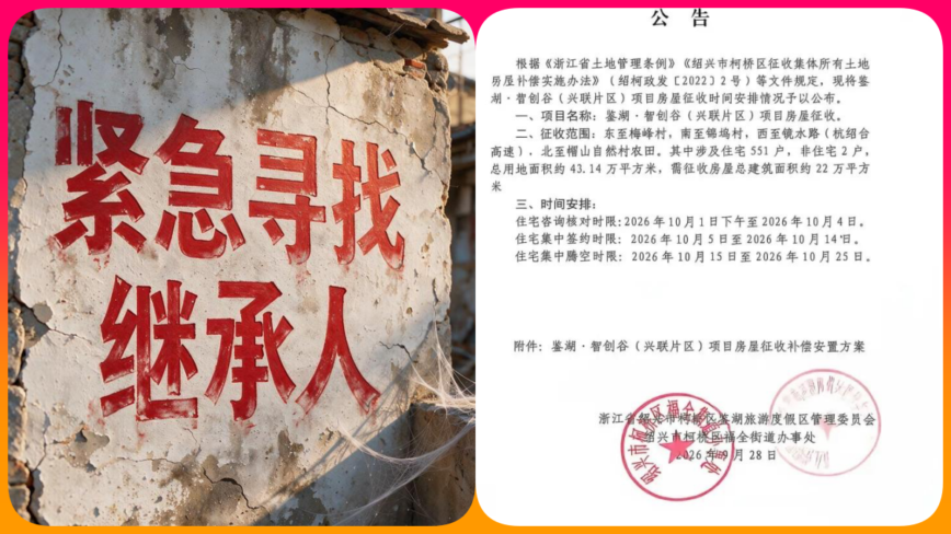 浙江一拆迁房急寻继承人 屋主全家已去世