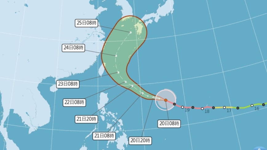 台风蔷琵估22日开始北转 台湾不排除发陆警