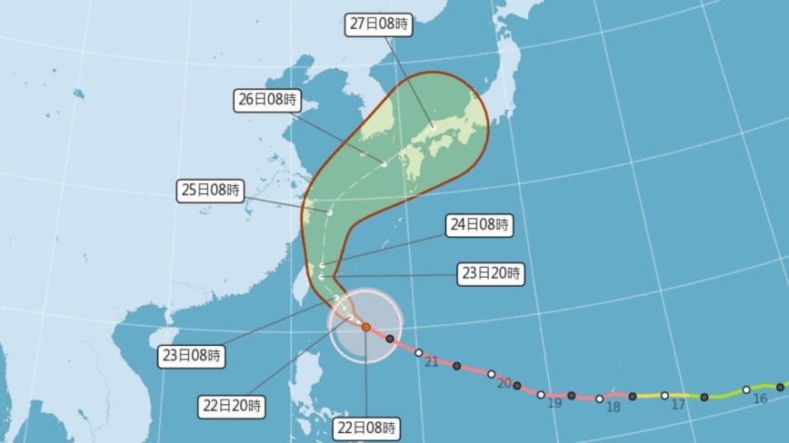 强台蔷琵路径西修 台湾最快今中午发布陆警