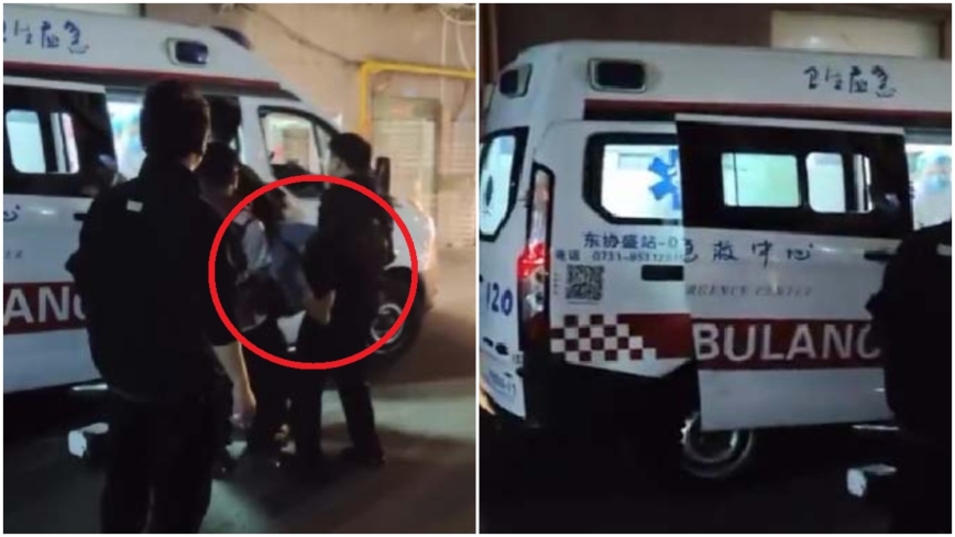 长沙女子深夜被强行擡上救护车 大喊救命（视频）