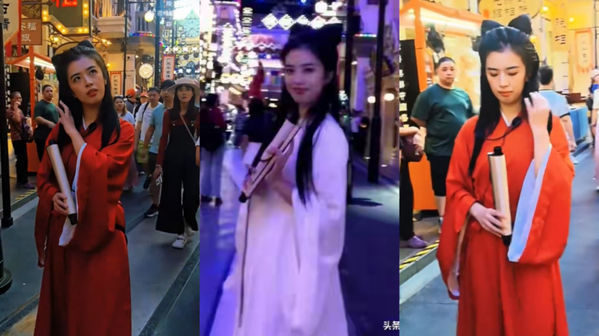 女子现身佛山景区 撞脸《倩女幽魂》聂小倩走红